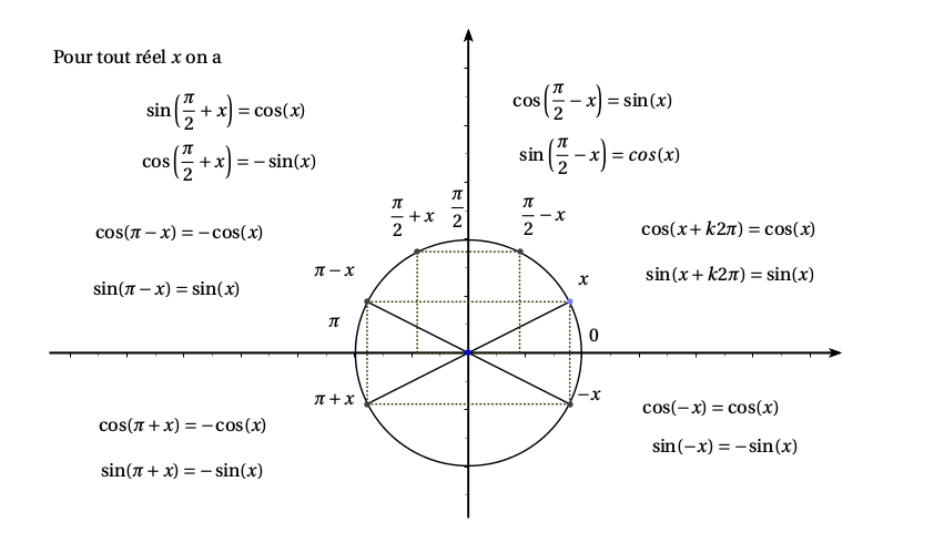 Symétrie des sinus et cosinus