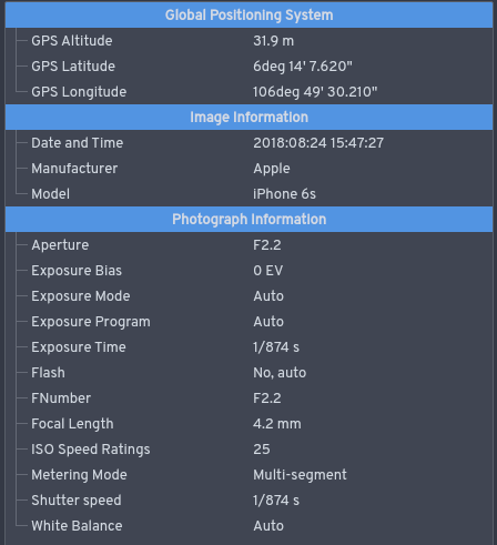 données exif