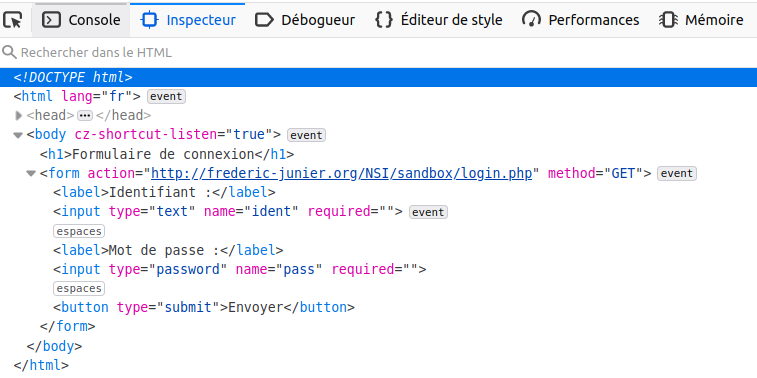 "Formulaire de login"
