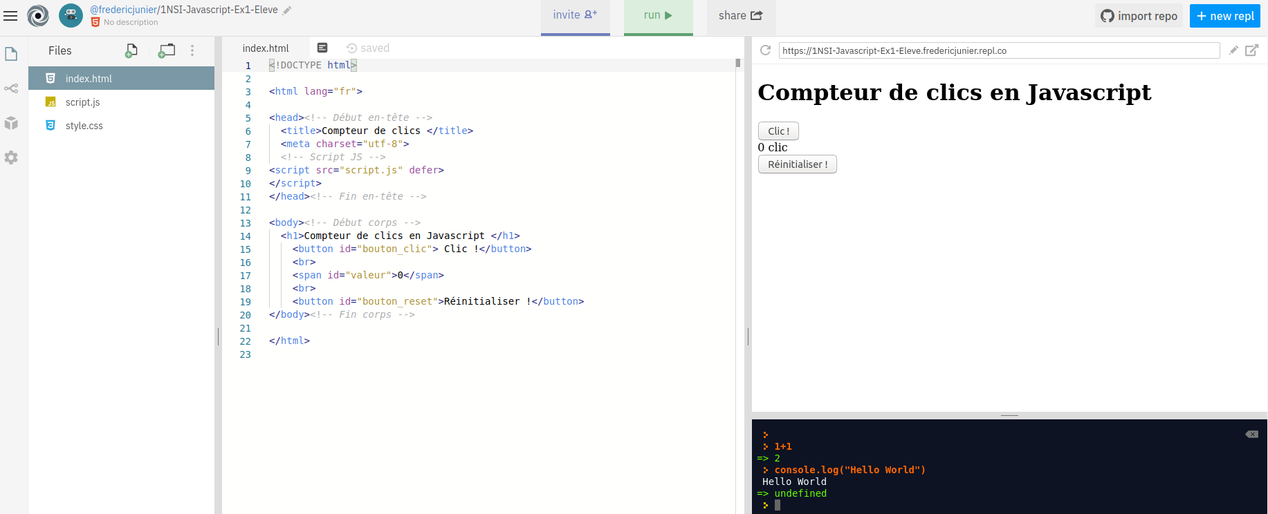 "Développement Web sur repl.it"
