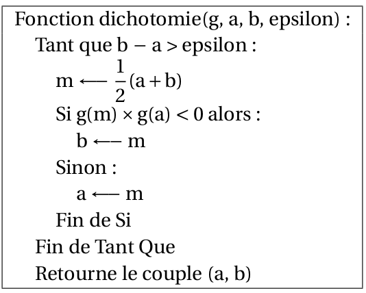 pseudo-code dichotomie